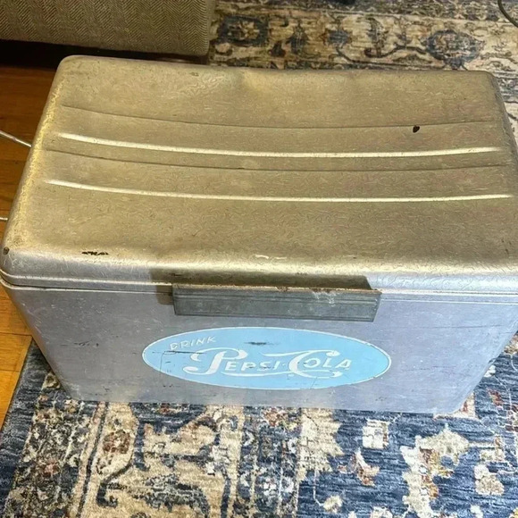 VINTAGE 1950’s ICONIC Cronstroms Pepsi Cola Logo Cooler Aluminum Ice Box Chest - Picture 8 of 16